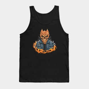 Skull Head With Fire Jacket Tank Top